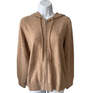 Quince Mongolian Cashmere Full-Zip Hoodie Sweater Size S In Oatmeal